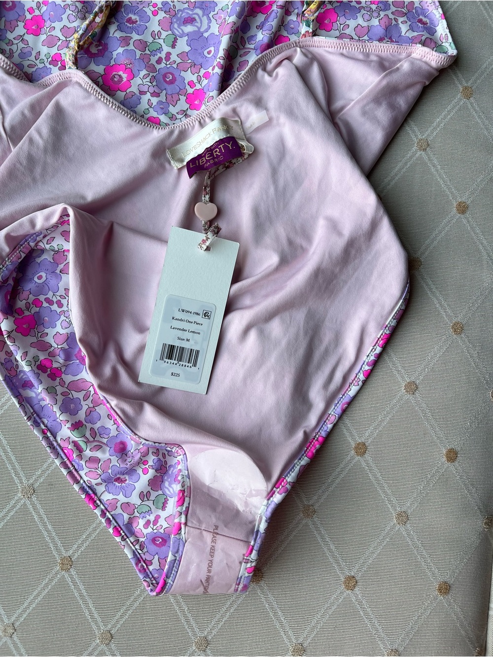 NWT LoveShackFancy Kandri One-Piece Swimsuit Lavender Lemon Medium - Picture 5 of 6